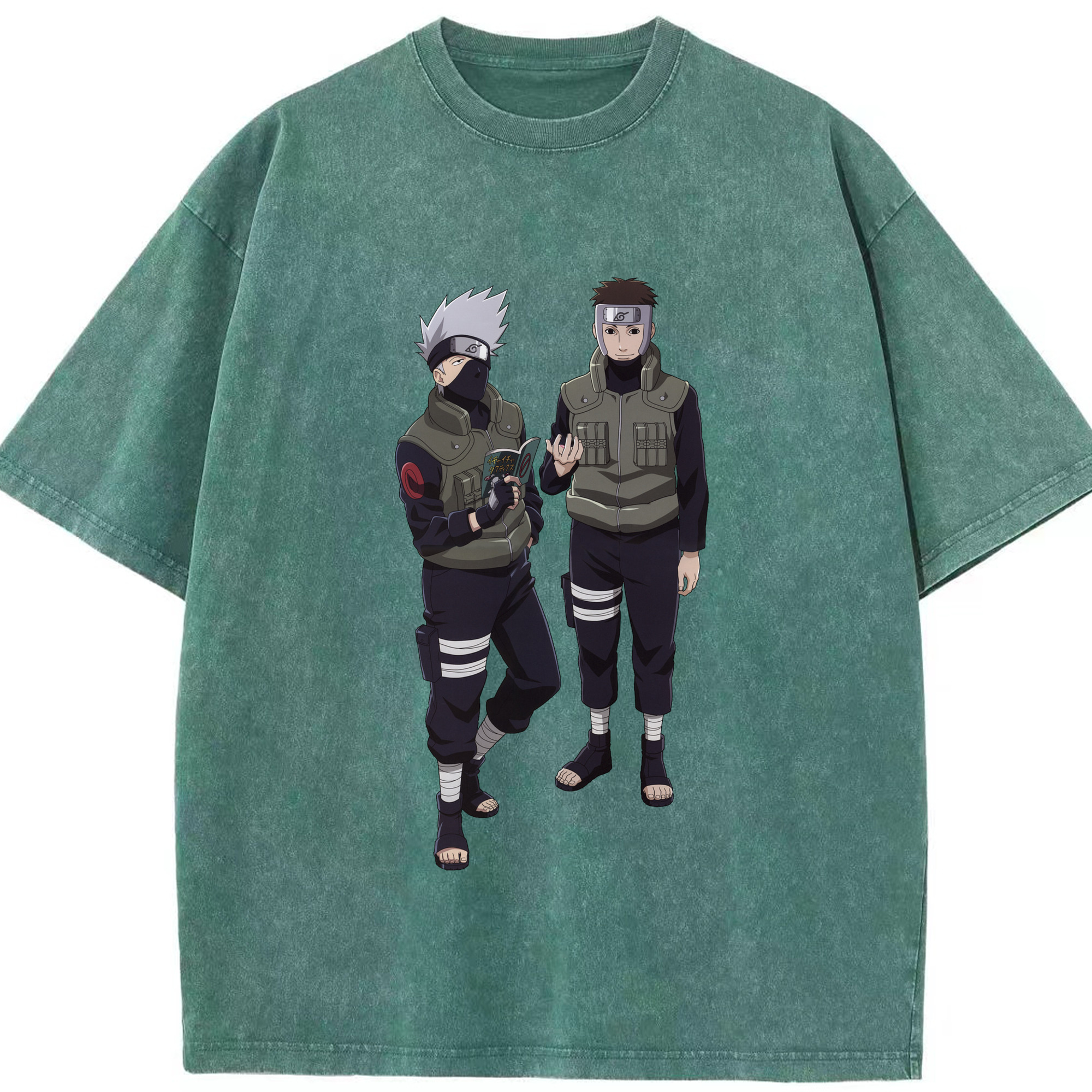 （画像用） NARUTO -ナルト- はたけ カカシ Hatake Kakashi 綿100% ヴィンテージ風 半袖Tシャツ（フロントプリント）